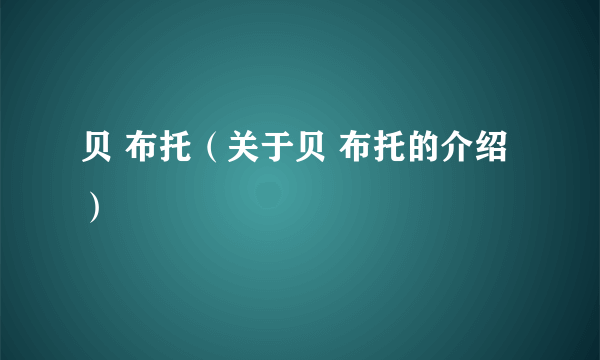 贝 布托（关于贝 布托的介绍）