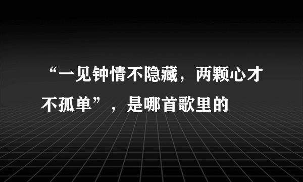 “一见钟情不隐藏，两颗心才不孤单”，是哪首歌里的