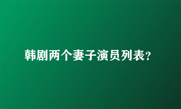 韩剧两个妻子演员列表？