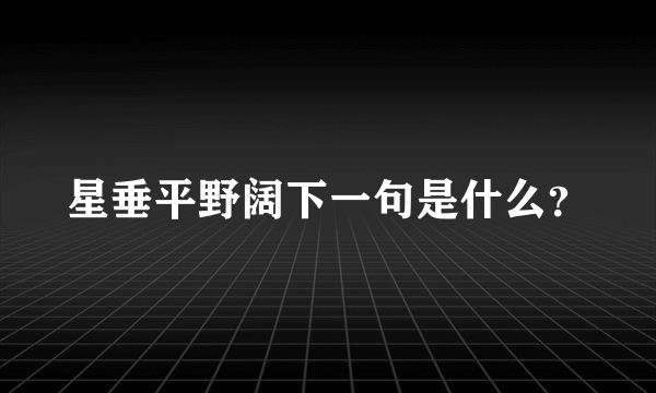 星垂平野阔下一句是什么？