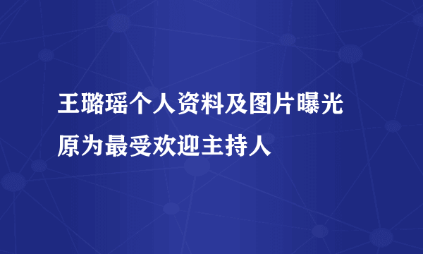 王璐瑶个人资料及图片曝光 原为最受欢迎主持人