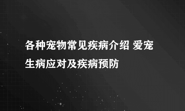 各种宠物常见疾病介绍 爱宠生病应对及疾病预防