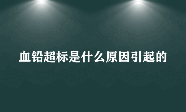 血铅超标是什么原因引起的