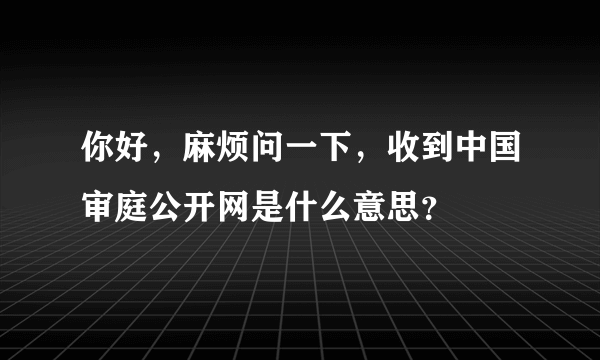 你好，麻烦问一下，收到中国审庭公开网是什么意思？