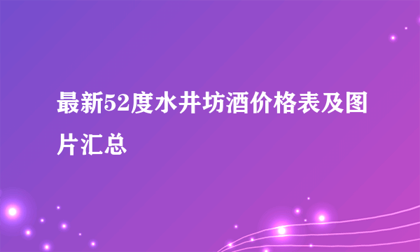 最新52度水井坊酒价格表及图片汇总