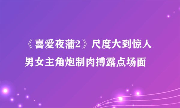 《喜爱夜蒲2》尺度大到惊人 男女主角炮制肉搏露点场面