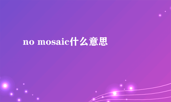 no mosaic什么意思