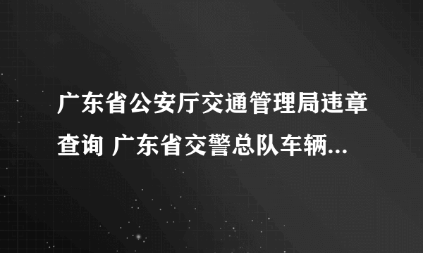 广东省公安厅交通管理局违章查询 广东省交警总队车辆违章查询