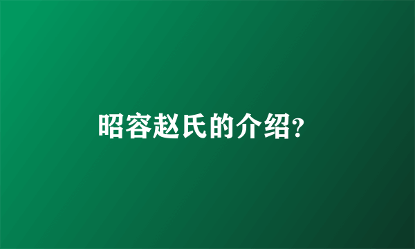 昭容赵氏的介绍？