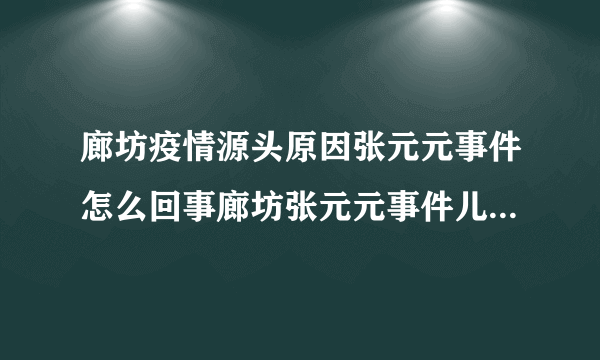 廊坊疫情源头原因张元元事件怎么回事廊坊张元元事件儿子生日快乐什么梗_飞外网