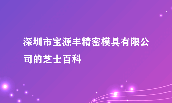 深圳市宝源丰精密模具有限公司的芝士百科