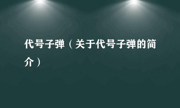 代号子弹（关于代号子弹的简介）