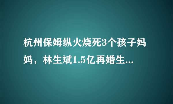 杭州保姆纵火烧死3个孩子妈妈，林生斌1.5亿再婚生子你怎么看？