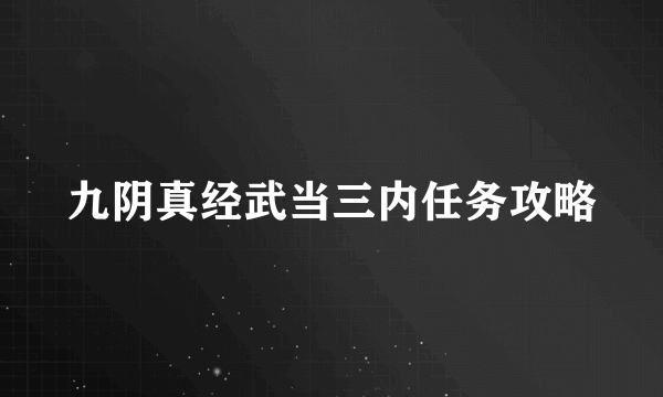 九阴真经武当三内任务攻略