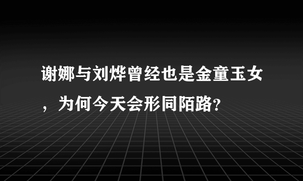 谢娜与刘烨曾经也是金童玉女，为何今天会形同陌路？