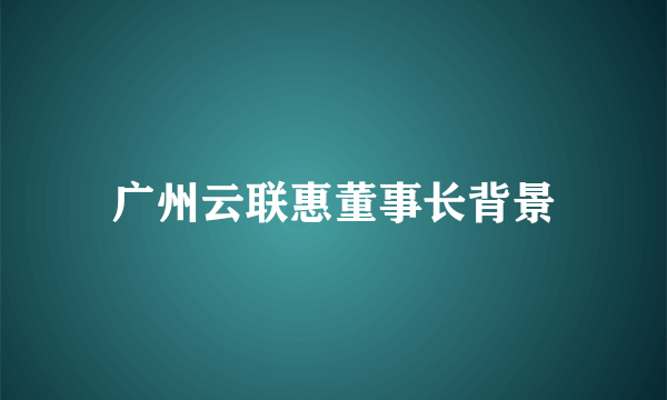 广州云联惠董事长背景