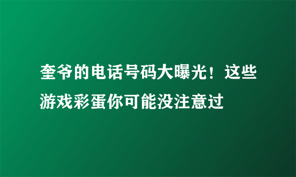 奎爷的电话号码大曝光！这些游戏彩蛋你可能没注意过