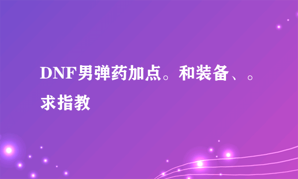 DNF男弹药加点。和装备、。求指教