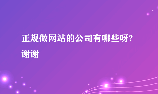 正规做网站的公司有哪些呀?谢谢