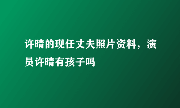 许晴的现任丈夫照片资料，演员许晴有孩子吗