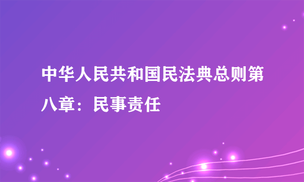 中华人民共和国民法典总则第八章：民事责任