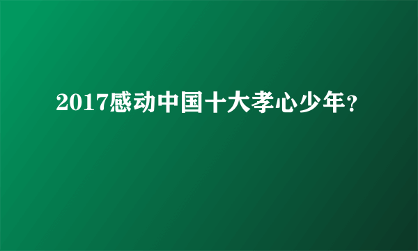 2017感动中国十大孝心少年？