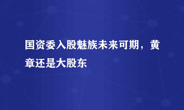 国资委入股魅族未来可期，黄章还是大股东