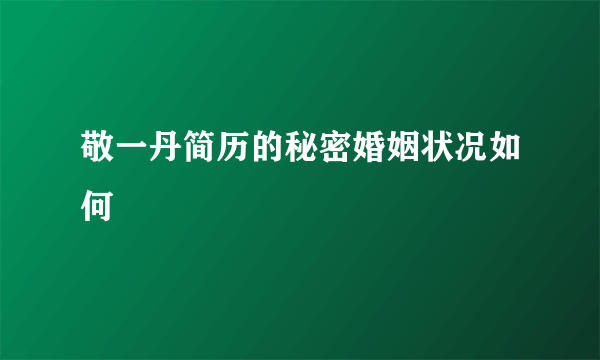 敬一丹简历的秘密婚姻状况如何