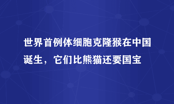 世界首例体细胞克隆猴在中国诞生，它们比熊猫还要国宝