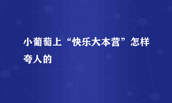 小葡萄上“快乐大本营”怎样夸人的