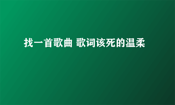 找一首歌曲 歌词该死的温柔