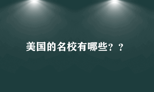 美国的名校有哪些？？