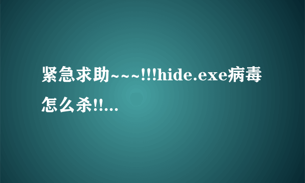 紧急求助~~~!!!hide.exe病毒怎么杀!!!~~~!!!急~~!急~~~~!急~~~!