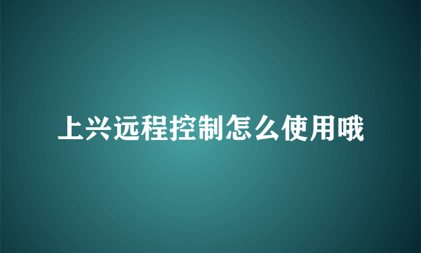 上兴远程控制怎么使用哦