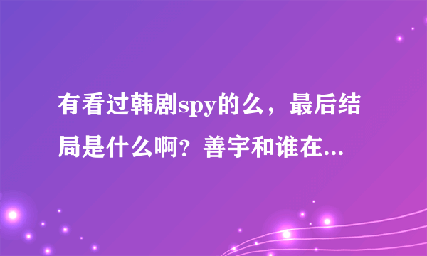 有看过韩剧spy的么，最后结局是什么啊？善宇和谁在一起了？