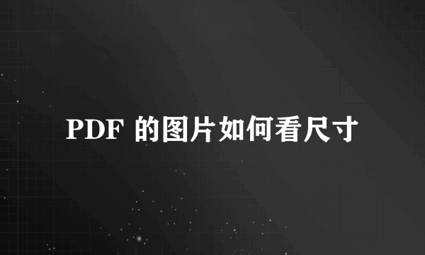 PDF 的图片如何看尺寸