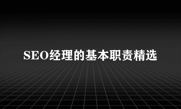 SEO经理的基本职责精选