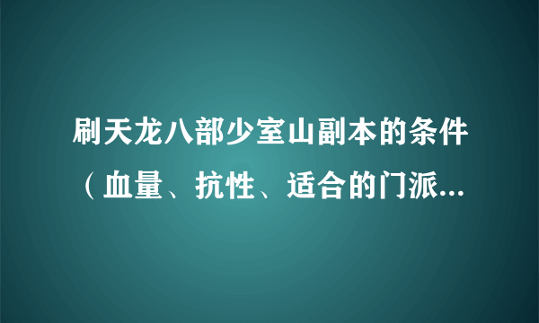 刷天龙八部少室山副本的条件（血量、抗性、适合的门派等等） 非天龙玩家别瞎掺合，高手回答