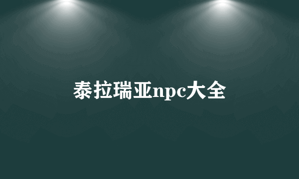 泰拉瑞亚npc大全