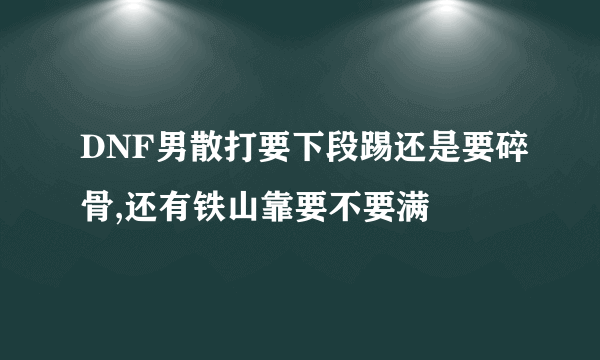 DNF男散打要下段踢还是要碎骨,还有铁山靠要不要满