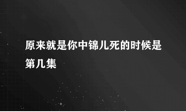 原来就是你中锦儿死的时候是第几集