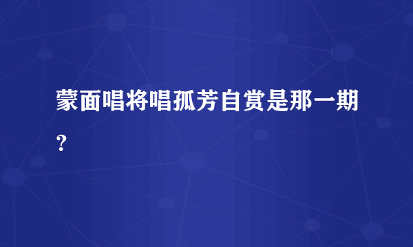 蒙面唱将唱孤芳自赏是那一期？