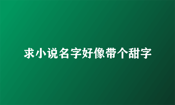 求小说名字好像带个甜字