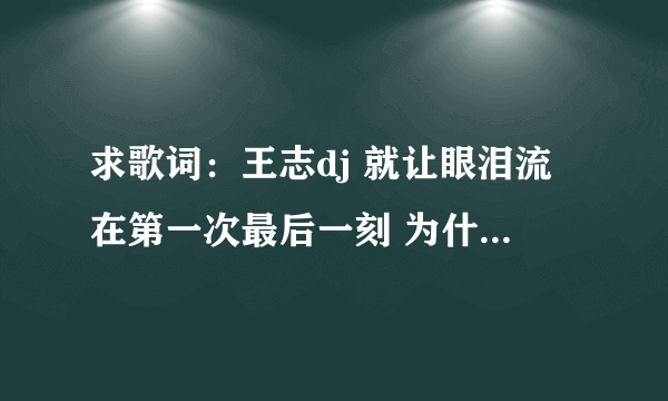 求歌词：王志dj 就让眼泪流在第一次最后一刻 为什么丢下我