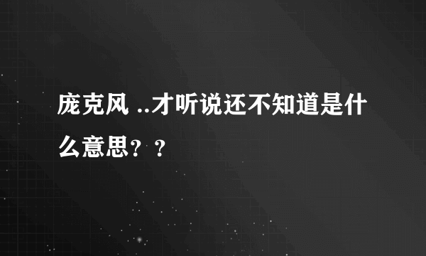 庞克风 ..才听说还不知道是什么意思？？