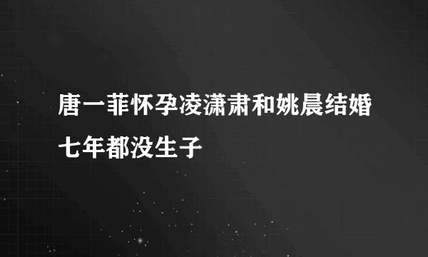 唐一菲怀孕凌潇肃和姚晨结婚七年都没生子