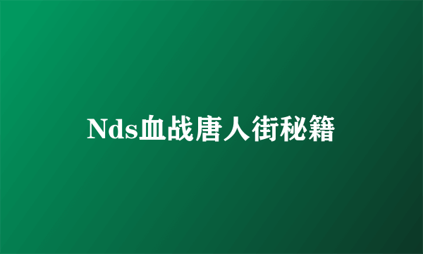 Nds血战唐人街秘籍