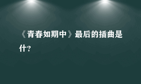 《青春如期中》最后的插曲是什？