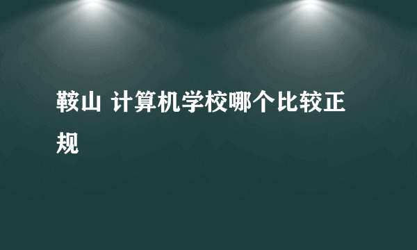 鞍山 计算机学校哪个比较正规