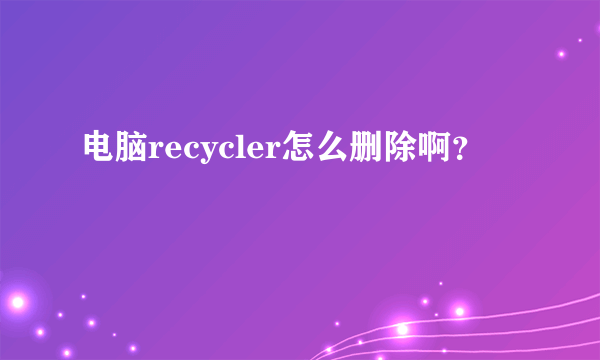 电脑recycler怎么删除啊？